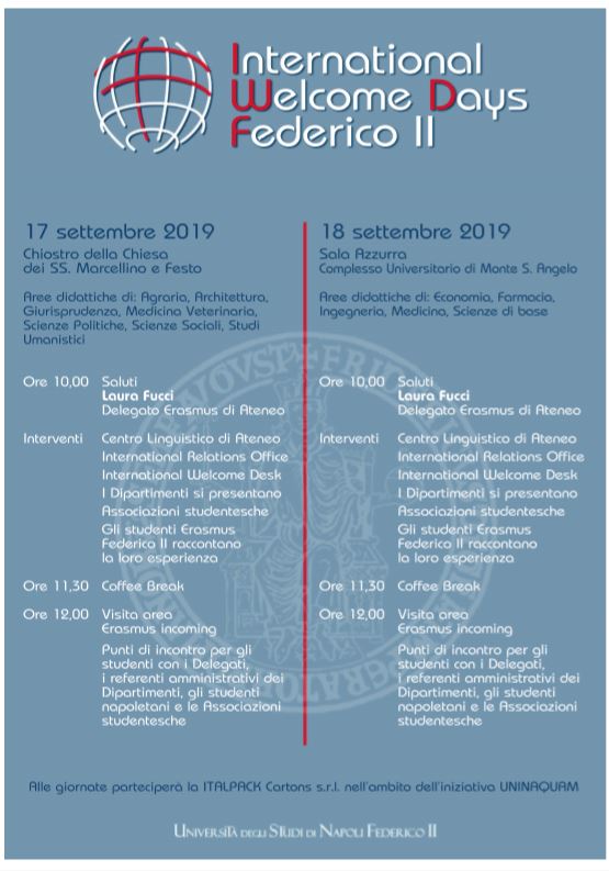 INTERNATIONAL WELCOME DAYS FEDERICO II- 17th- 18th september 2019